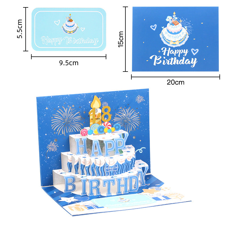 Interactive 3D Pop-Up Musical Birthday Card with Lights & Blow-Out Candle
